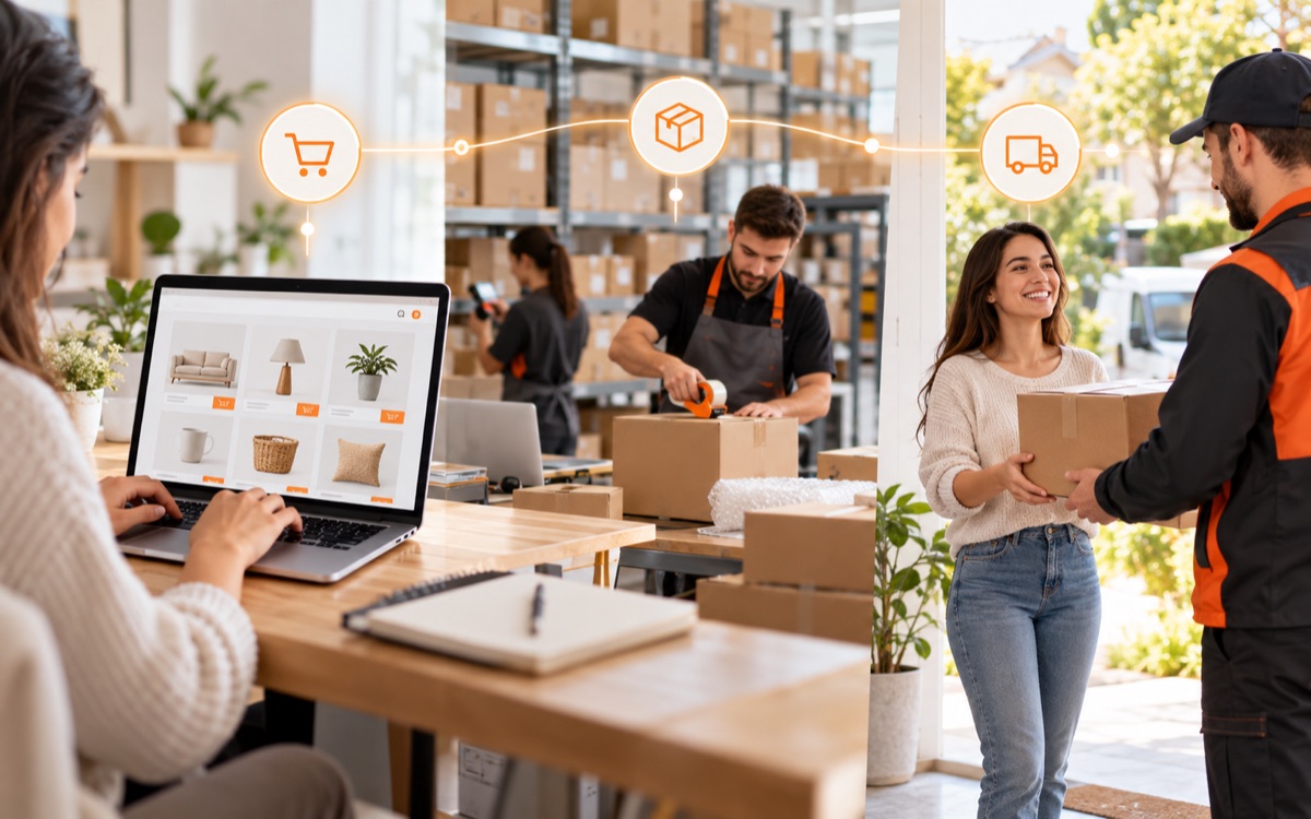 Proceso de pedido, preparación y entrega en dropshipping